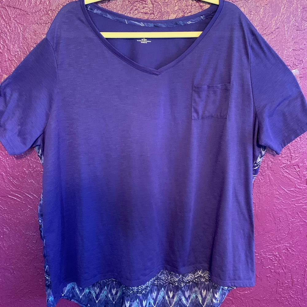 Catherine’s Purple Top w/ Print Back 3x
